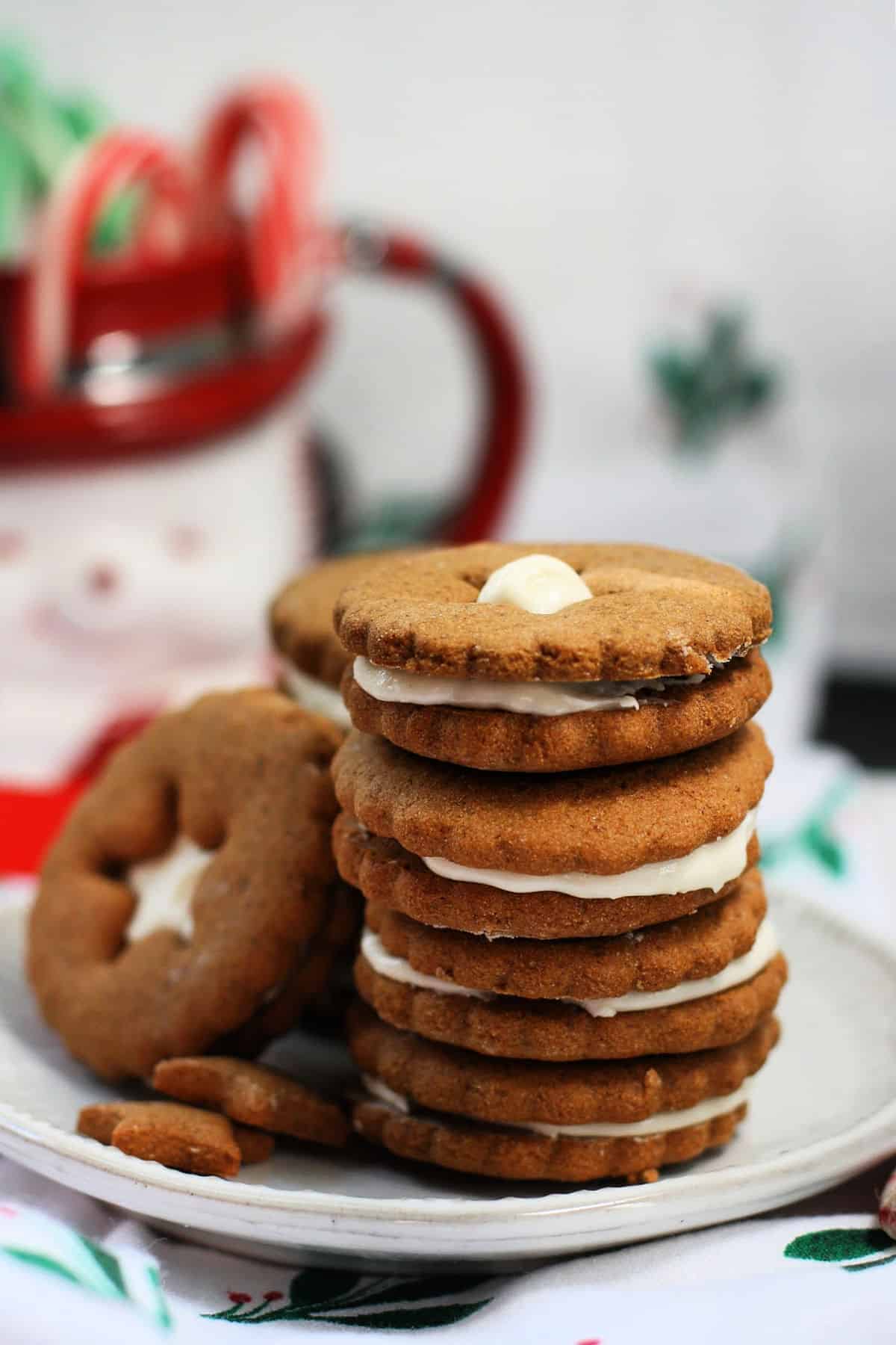 gingerbread sandwich cookies with dairy free buttercream