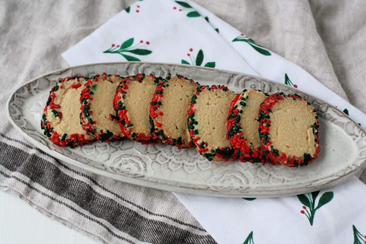 tray of sprinkle topped shortbread