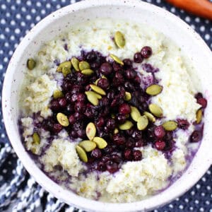 grain free coconut porridge with wild blueberries