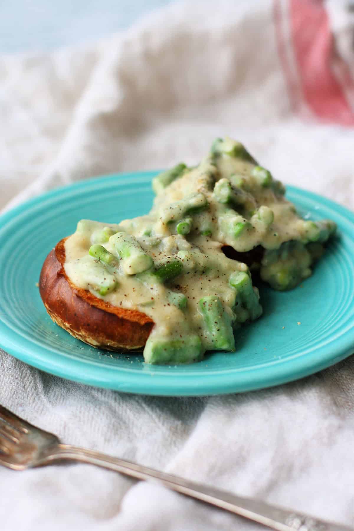 dairy free creamed asparagus on toast