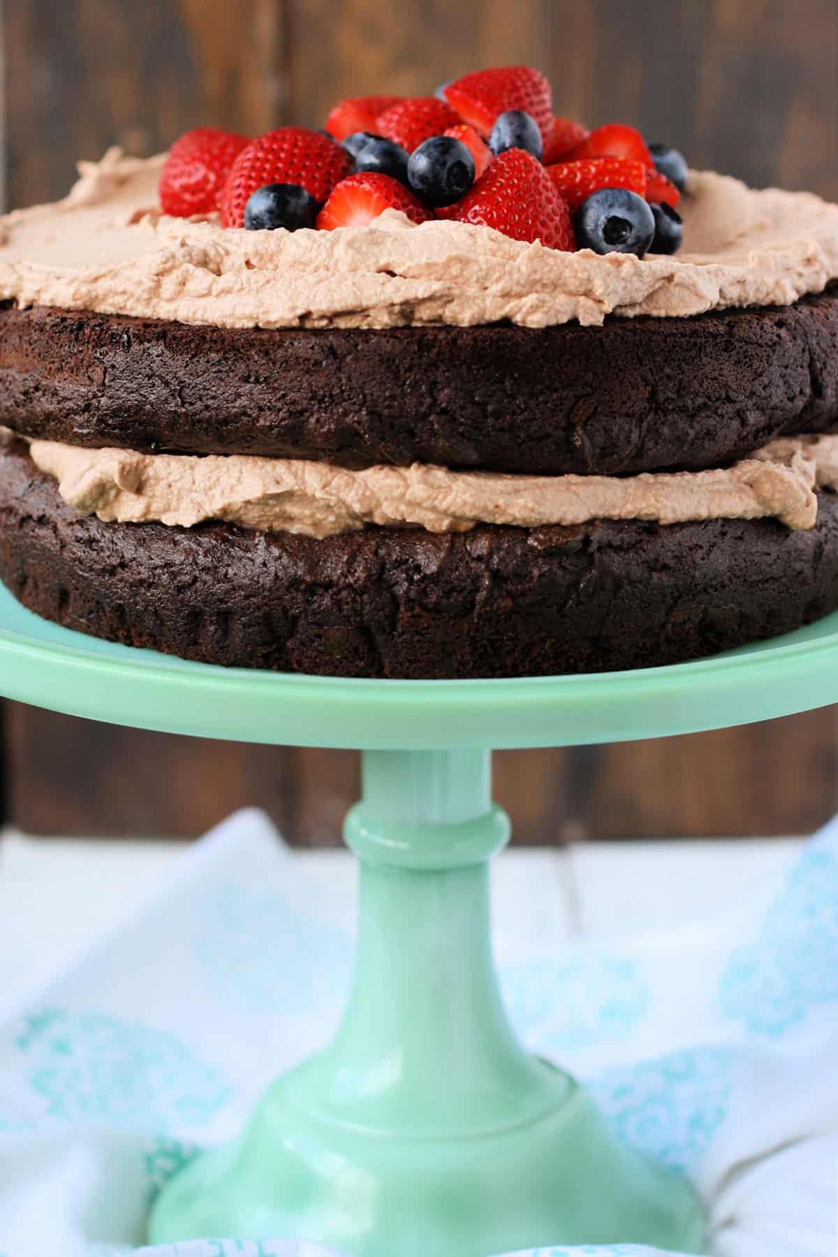 chocolate zucchini cake with coconut cream frosting