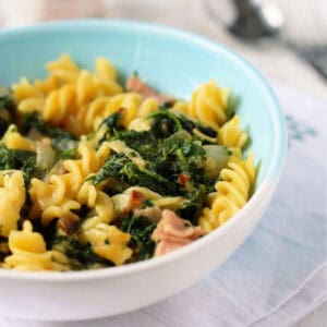 dairy free pasta with spinach and ham