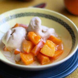 dairy free sauteed peaches and ice cream