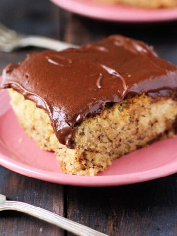 gluten free banana cake with dairy free chocolate frosting