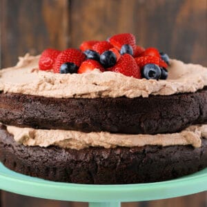 gluten free chocolate zucchini cake with coconut cream frosting