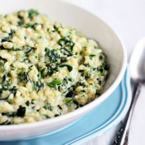 vegan creamy spinach rice