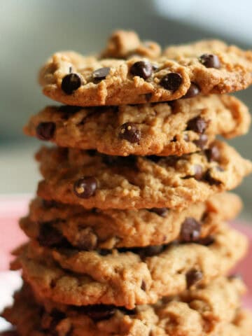 vegan flourless peanut butter chocolate chip cookies