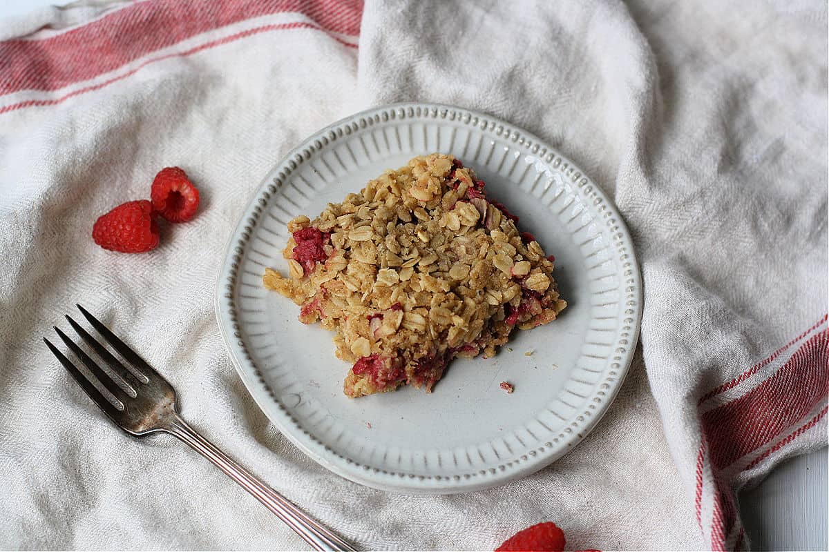 gluten free raspberry bar on plate