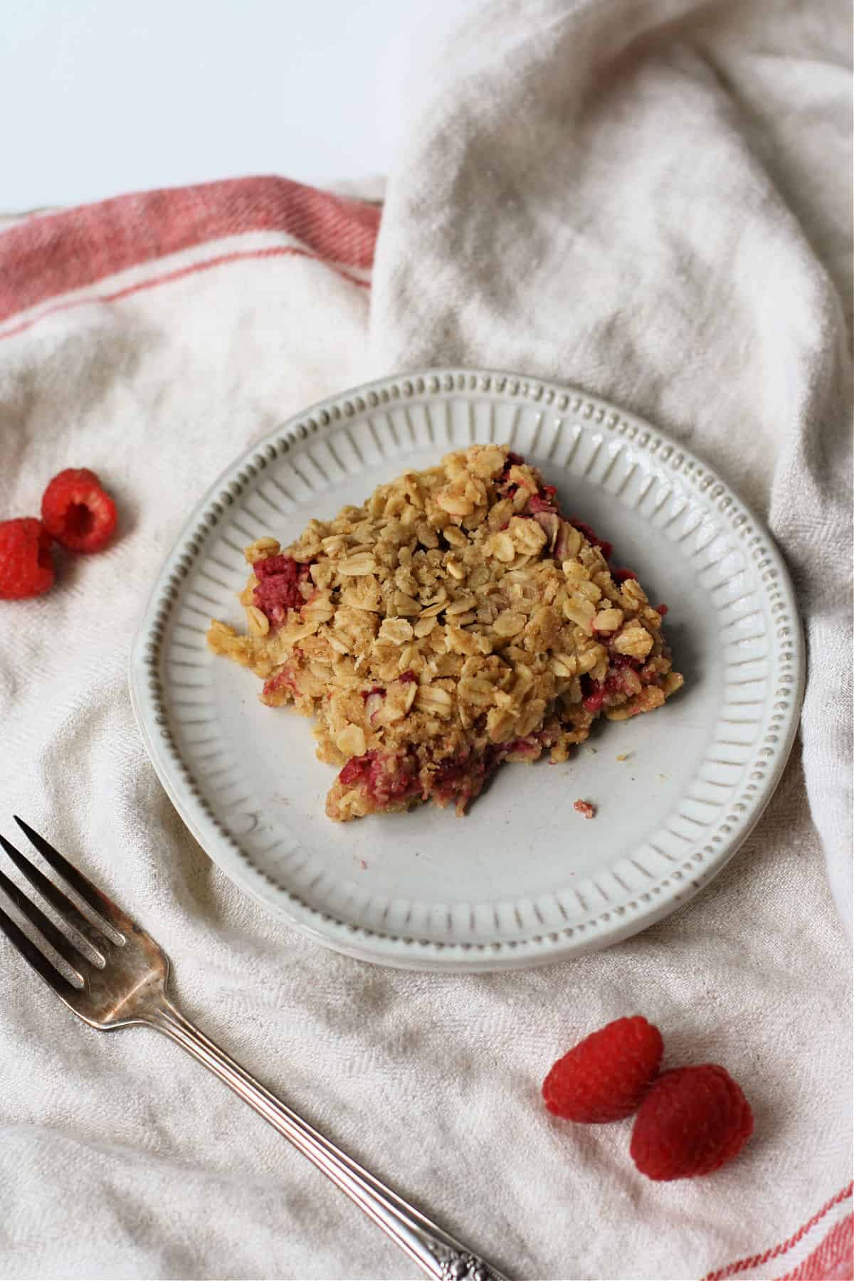 raspberry oat bar on a plate