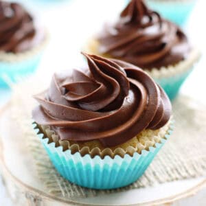 gluten free vanilla cupcakes with chocolate frosting