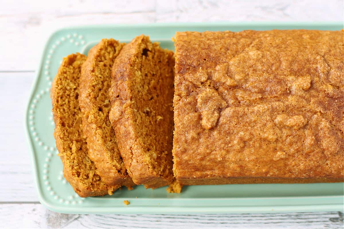 sliced dairy free pumpkin bread