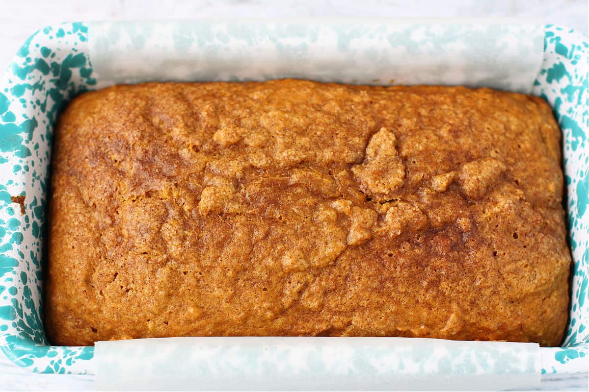 vegan pumpkin bread after baking