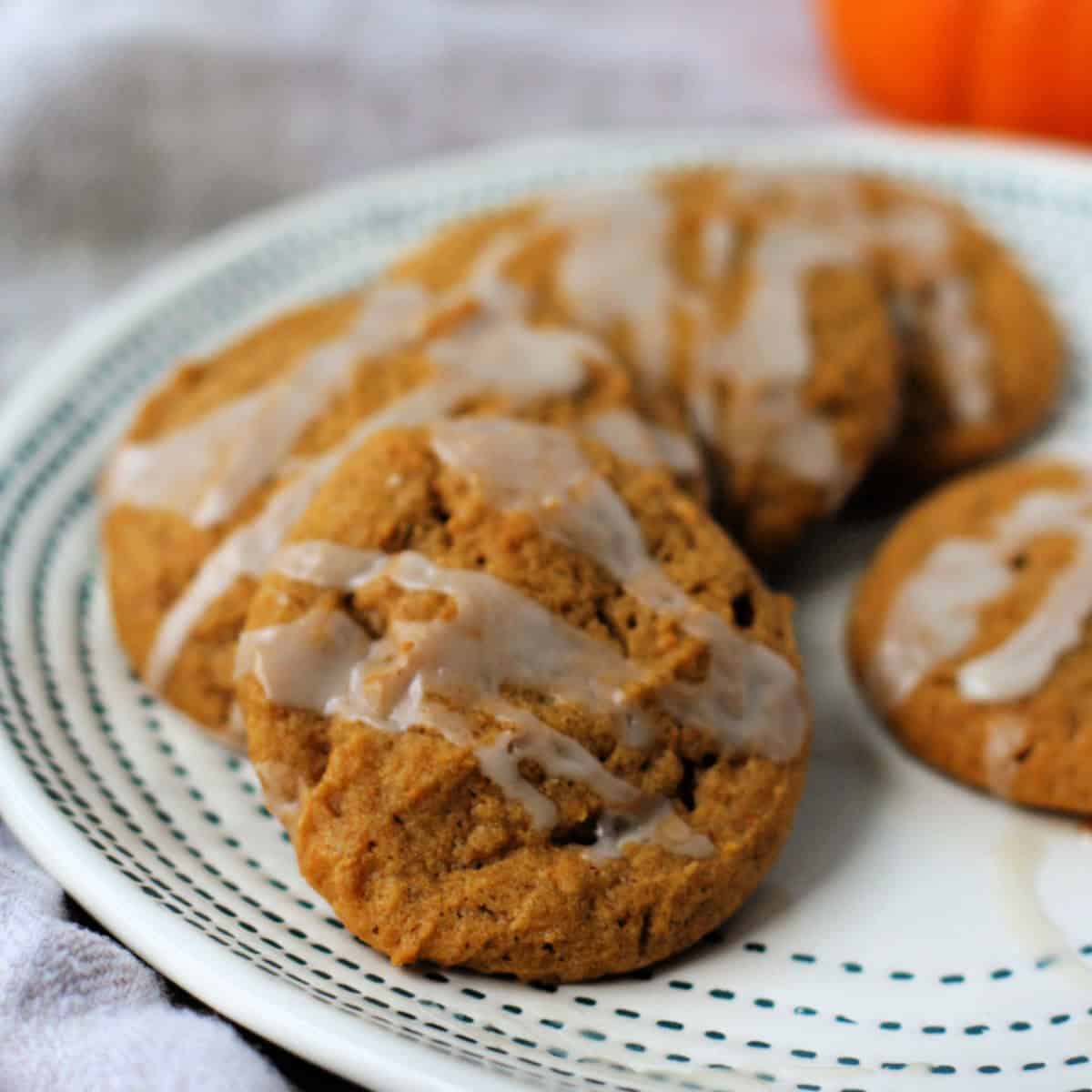 Chewy Pumpkin Spice Cookies with Maple Glaze (Gluten Free, Vegan
