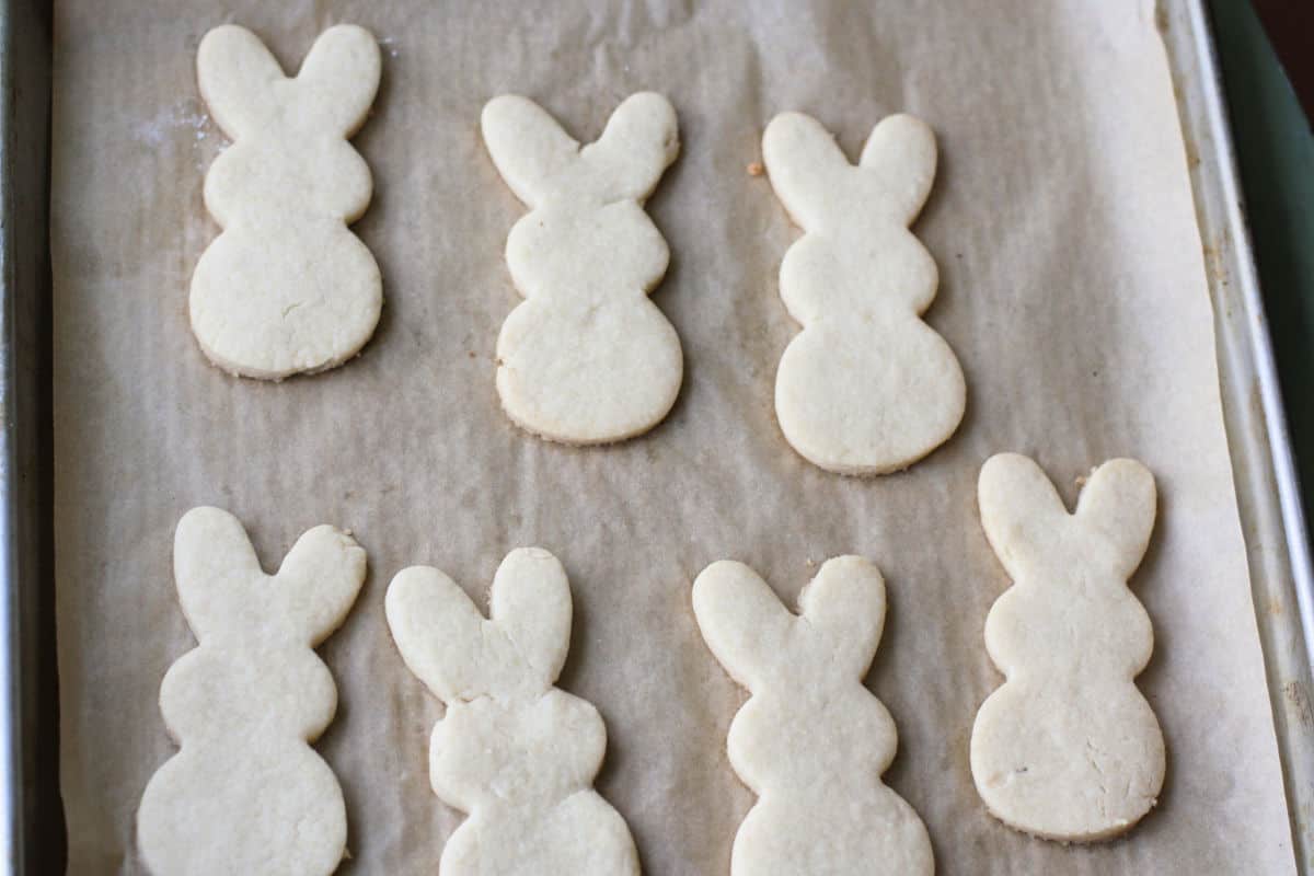 bunny sugar cookies after baking