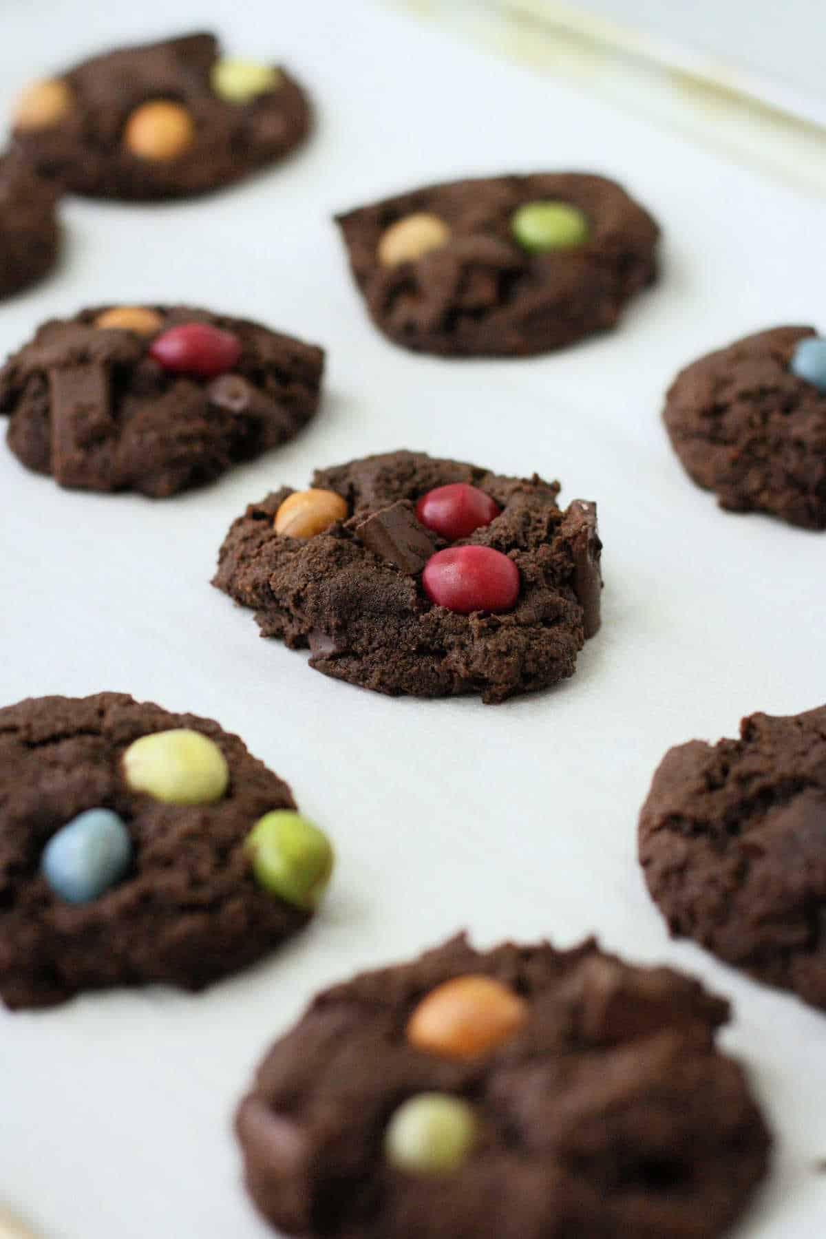 double chocolate cookies after baking