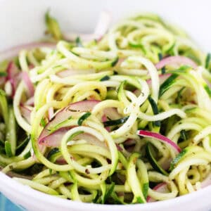 zoodle salad with red onions