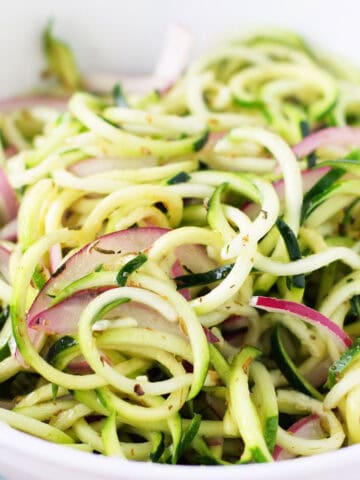 zoodle salad with red onions